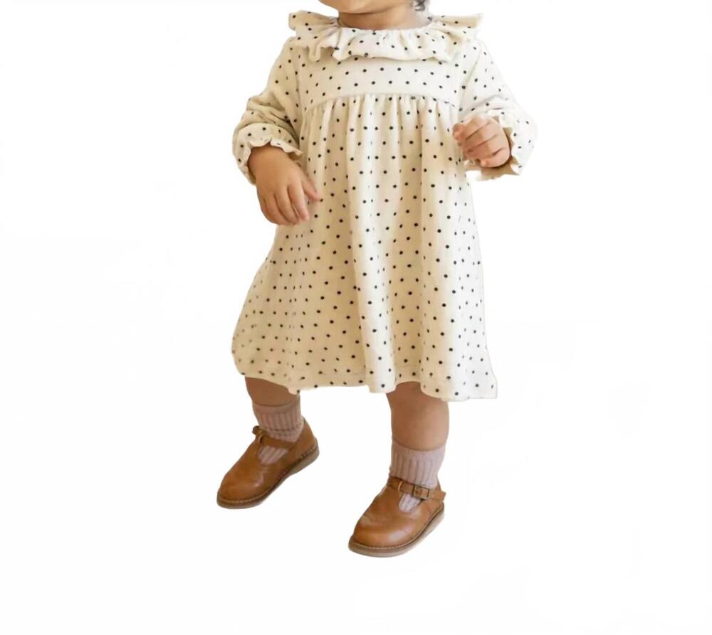 NEW QUINCY MAE baby cotton velour dress in polka dot
